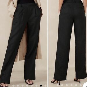 Banana Republic Black Lina Straight Leg Linen Pant. 10P.